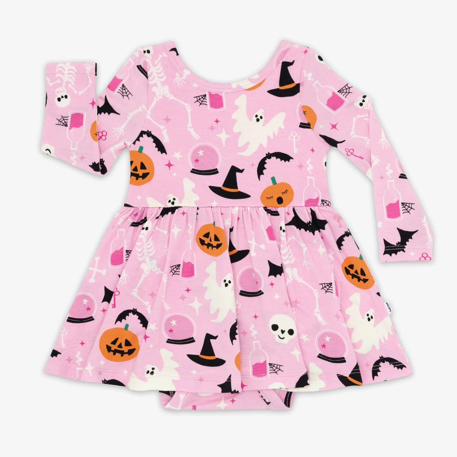 Pink Glowing Ghouls Twirl Dress with Bodysuit