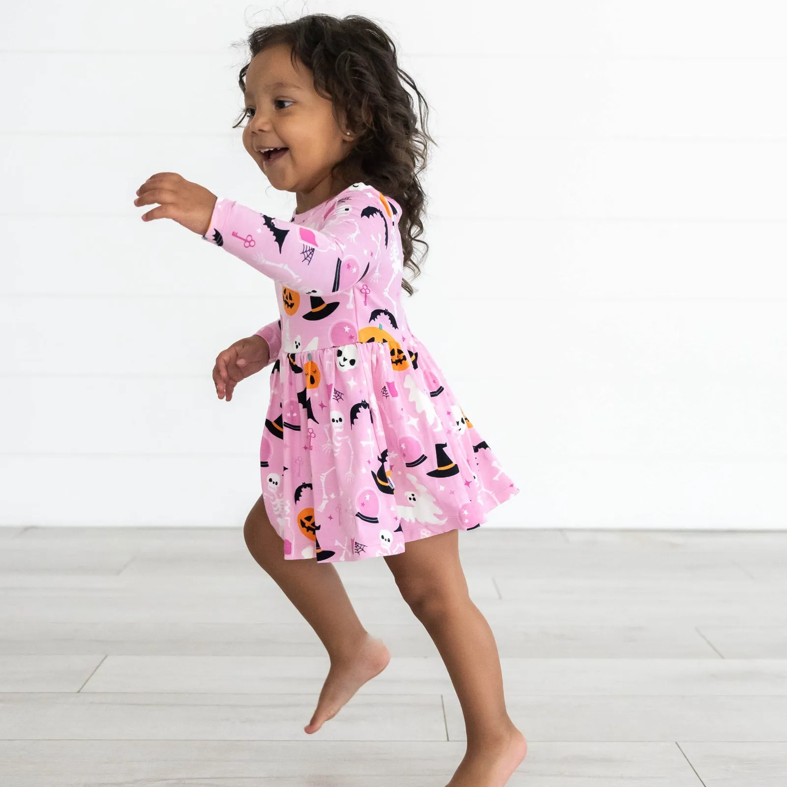 Pink Glowing Ghouls Twirl Dress with Bodysuit