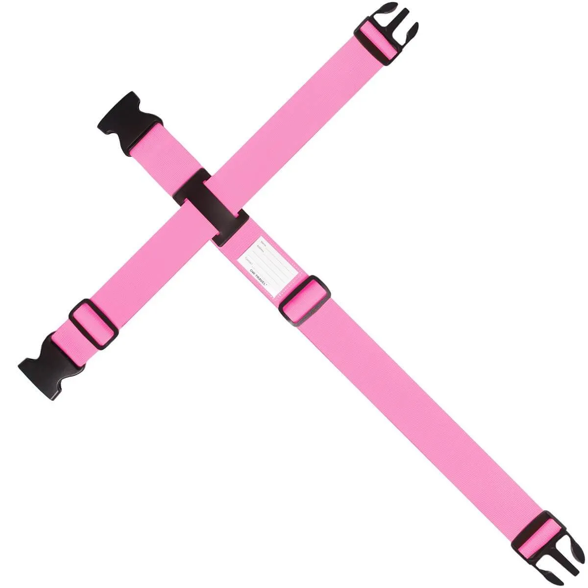 Pink luggage cross strap suitcase belts with baggage label address tag