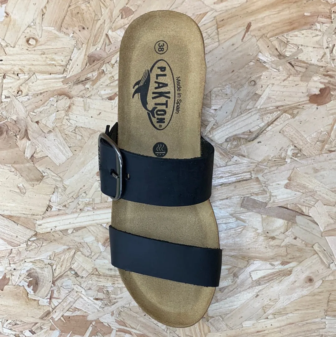 Plakton Womens Alicante Hi Apure Leather Sandal - Black