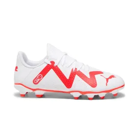 Puma Future Play FG/AG Jnr Football Boots (White/Fire Orchid)