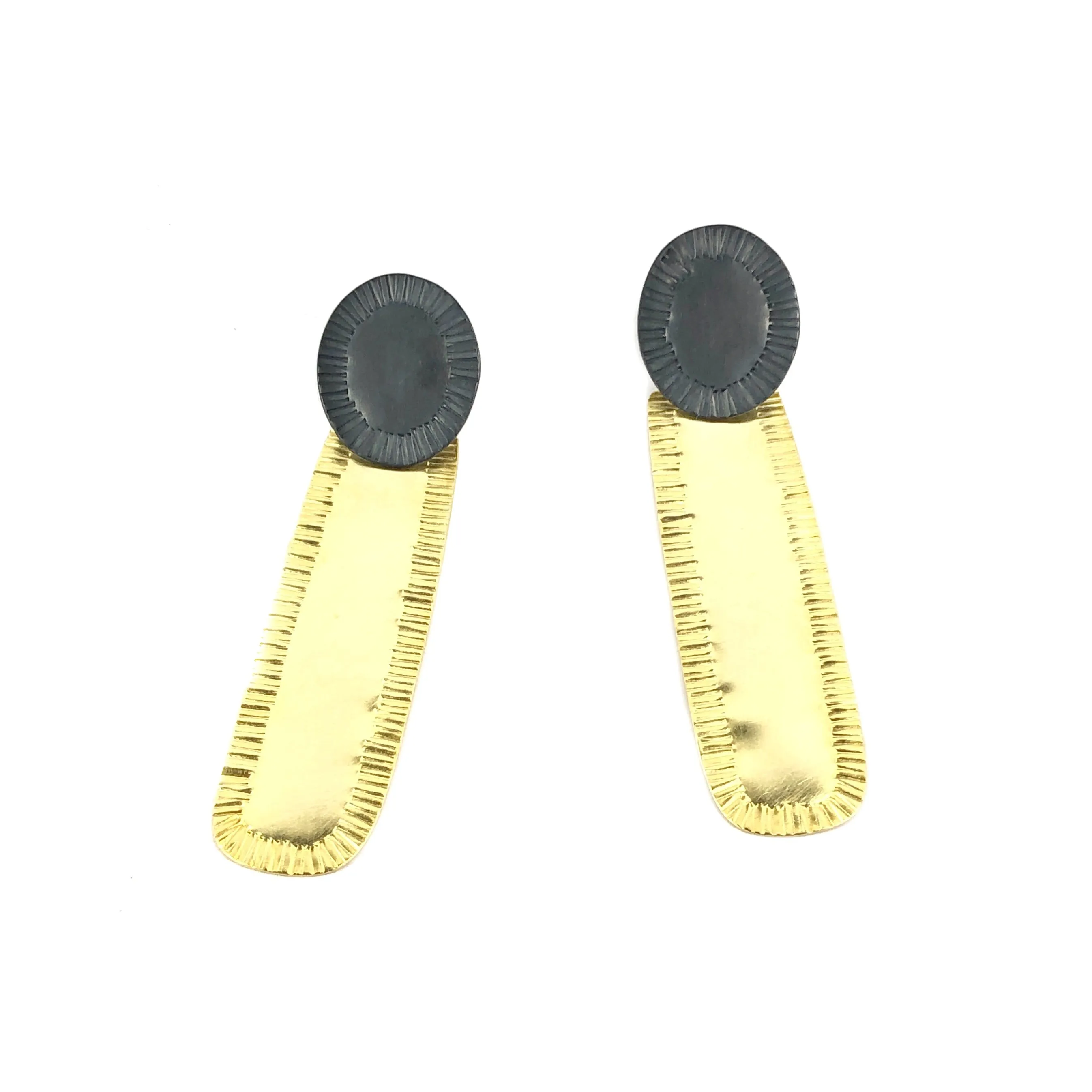 Radiant Frame Gold and Oxidised Silver Drop Studs - Tara Lofhelm
