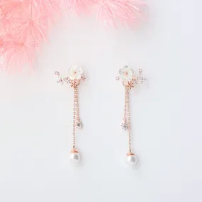 Rose Gold Sakura Blossom Earrings