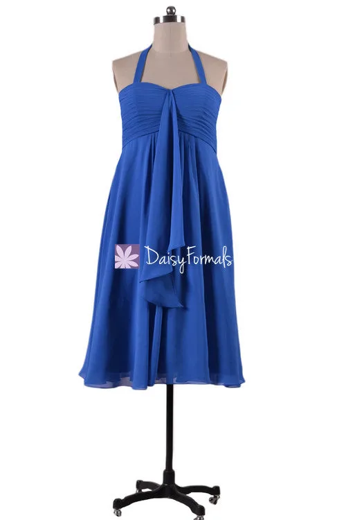 Royal Blue Chiffon Dress Short Women Party Dress Formal Evening Dress (BM892S)