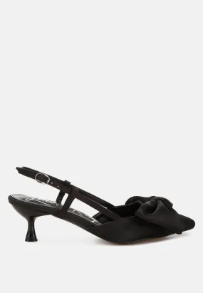 Satin Bow Slingback Sandals by RUW