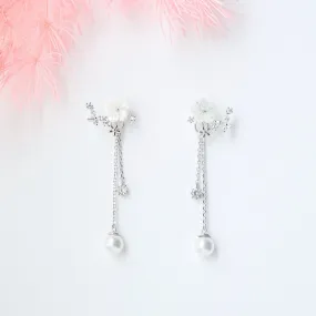 Silver Sakura Blossom Earrings