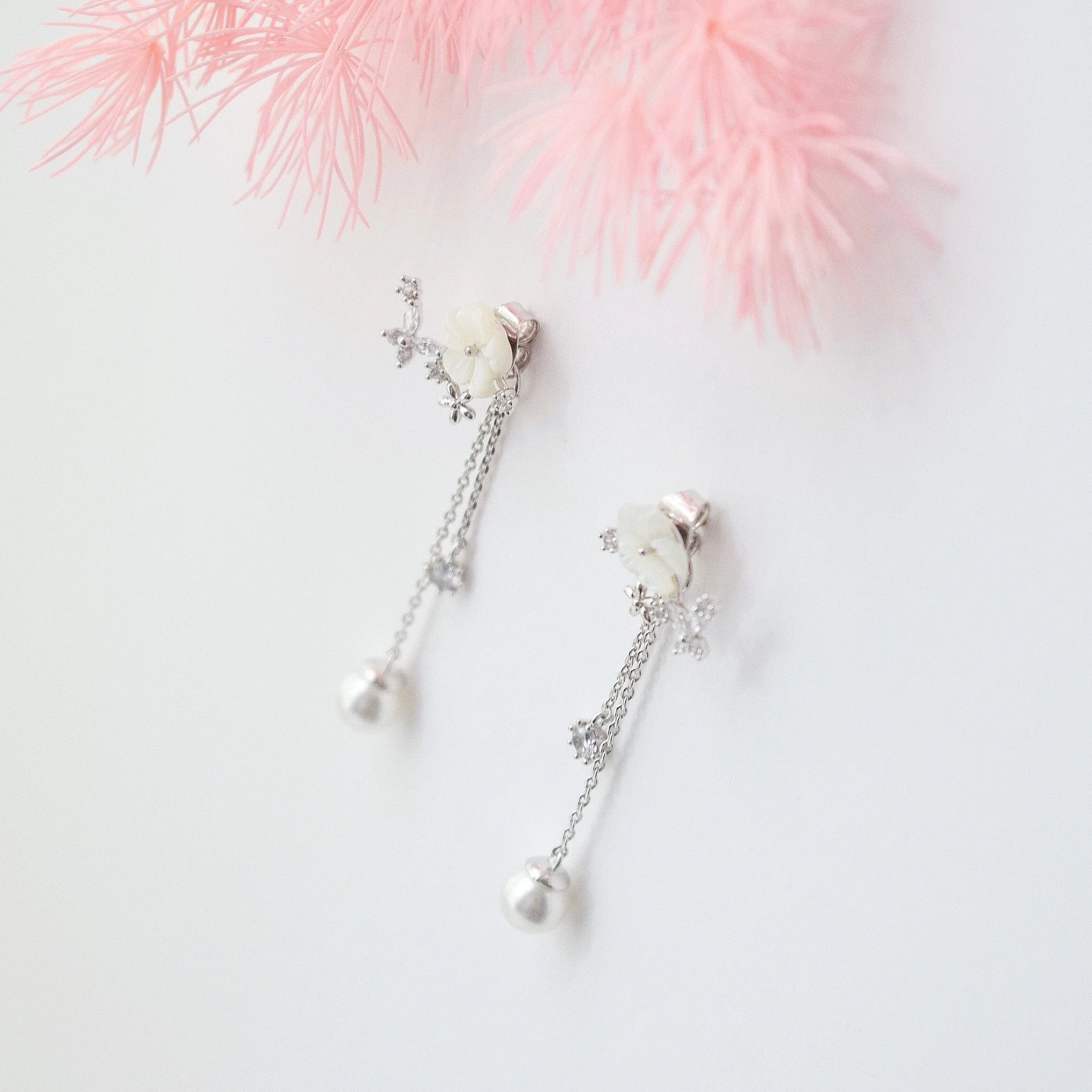 Silver Sakura Blossom Earrings