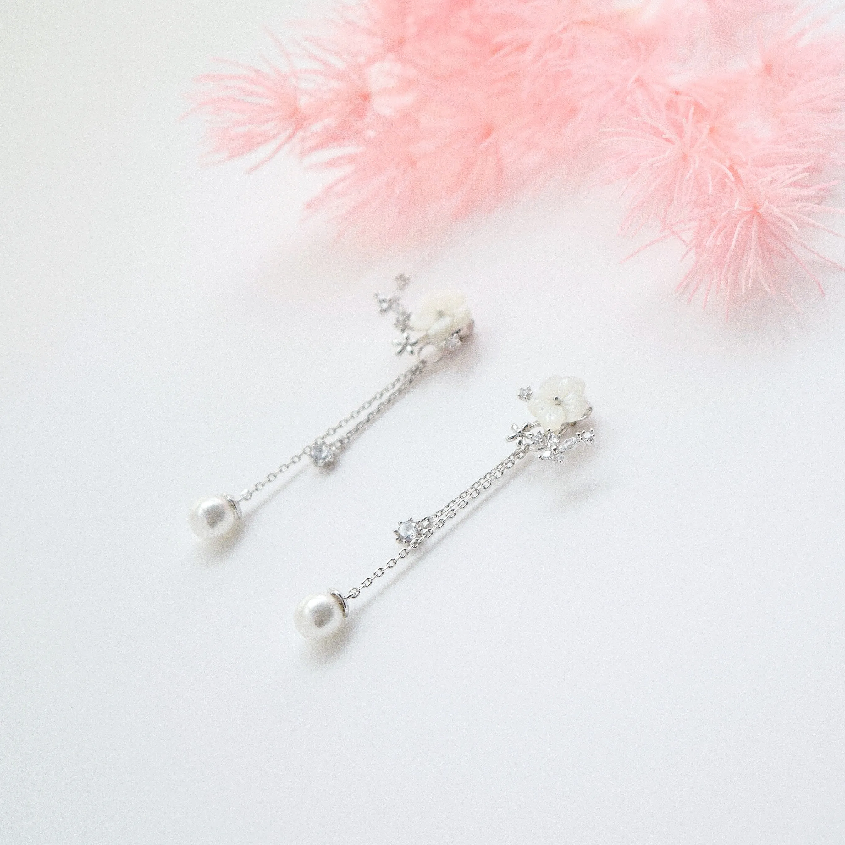 Silver Sakura Blossom Earrings