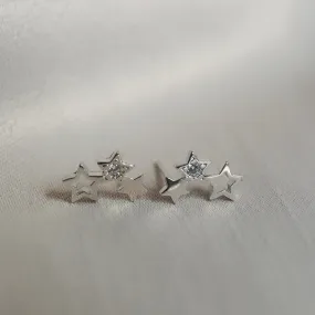 Small Triple Glitter Star Earrings