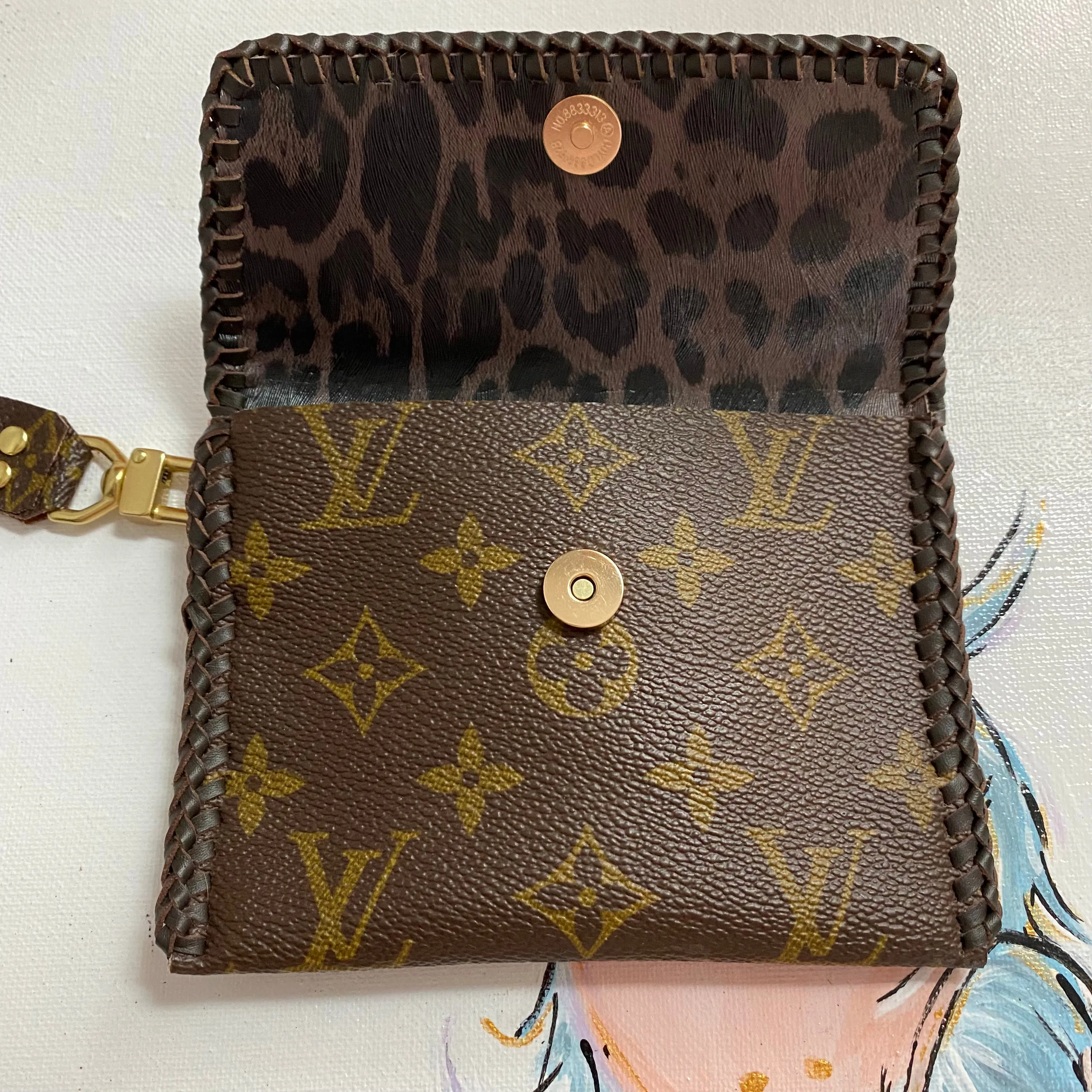 The Cardinal - Monogram Card Holder/Wallet/Wristlet in Chocolate