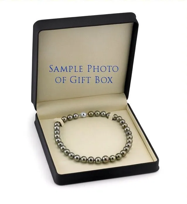 True Round Black Tahitian Pearl Necklace, 8.0-10.0mm - AAA/Gem Quality