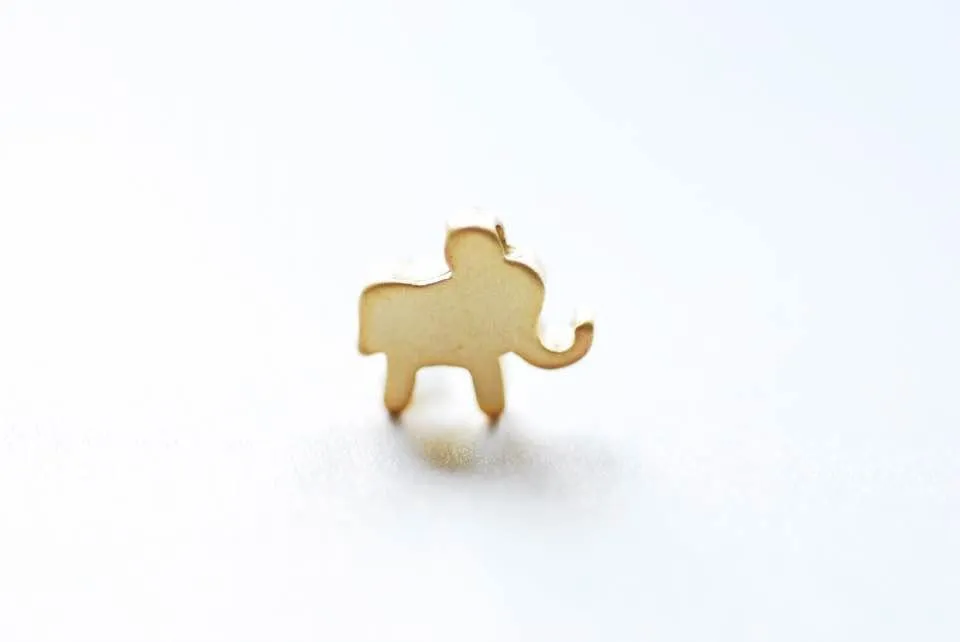 Vermeil Matte Gold Elephant Charm- 18k gold plated over sterling silver, Vermeil Gold Elephant Bead, Gold Elephant Charm Pendant, beads, 100