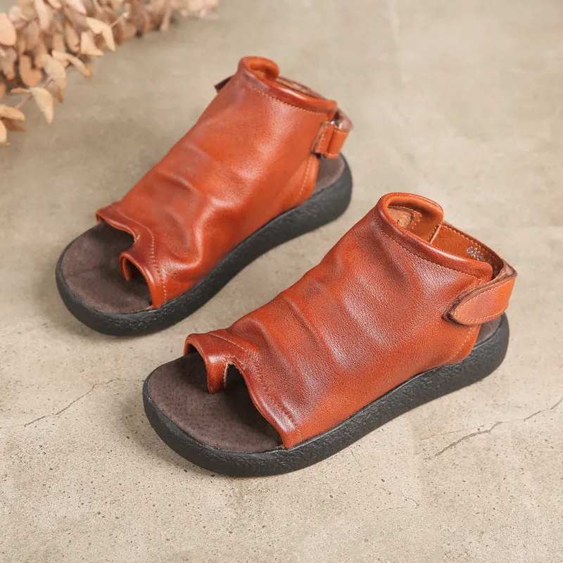 Women Leather Flat Handmade Retro Casual Sandals