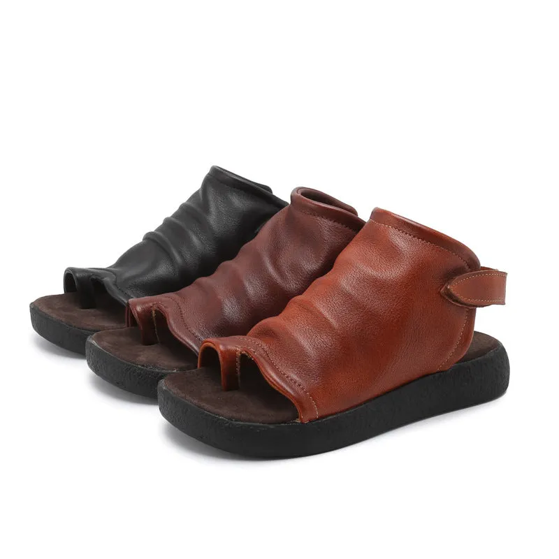 Women Leather Flat Handmade Retro Casual Sandals