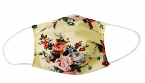 Yellow Floral Roses Fabric Face Mask (Adult)