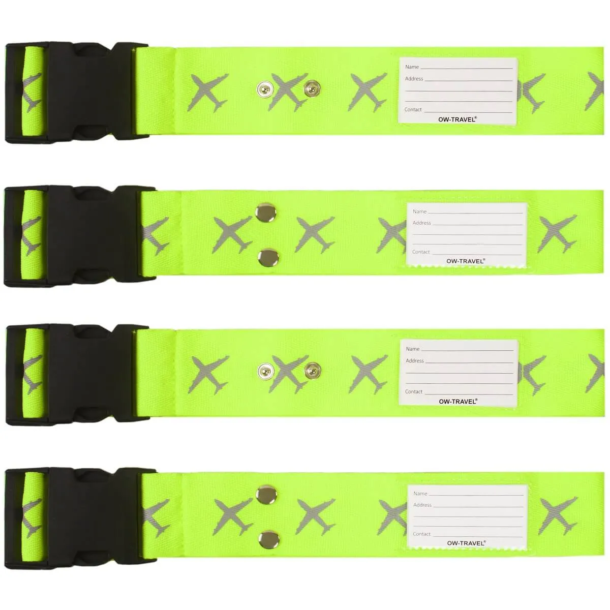 Yellow luggage cross strap suitcase belts with baggage label case tag