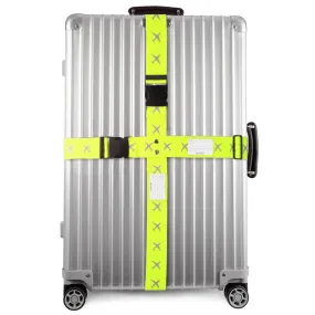 Yellow luggage cross strap suitcase belts with baggage label case tag